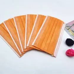 Masques antibactériens jetables pour le visage et la bouche - 3 couches - orange
