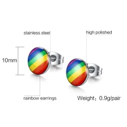 Boucles d'oreilles puces rondes arc-en-ciel