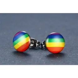 Boucles d'oreilles puces rondes arc-en-ciel