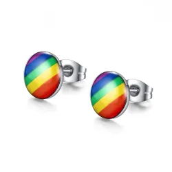 Boucles d'oreilles puces rondes arc-en-ciel