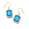Boucles d'oreilles dorées avec topaze cristal bleu / strass