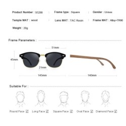 MERRYS - lunettes de soleil polarisées classiques - semi-cerclées - branches en bois - UV400