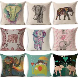 Taie d'oreiller décorative - éléphants - 45*45cm