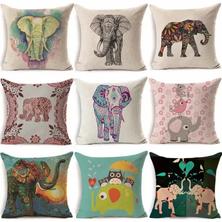Taie d'oreiller décorative - éléphants - 45*45cm