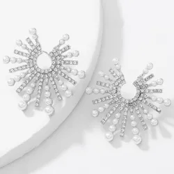 Boucles d'oreilles en forme de tournesol - avec cristaux / perles