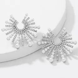 Sunflower shaped earrings - with crystals / pearlsEarrings