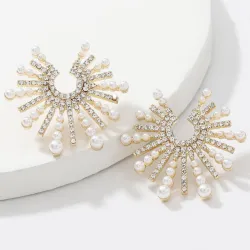 Sunflower shaped earrings - with crystals / pearlsEarrings