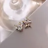 Deer shaped gold earrings - with a crystalEarrings