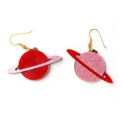 Globe de paillettes en émail - boucles d'oreilles