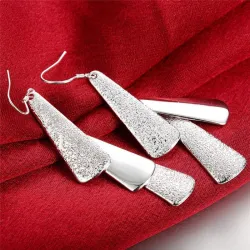 Boucles d'oreilles élégantes en argent - feuilles d'arbre givrées