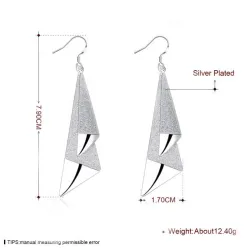 Boucles d'oreilles longues géométriques en argent givré