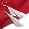 Boucles d'oreilles longues géométriques en argent givré