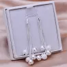 Boucles d'oreilles longues en argent - chaînes avec perles