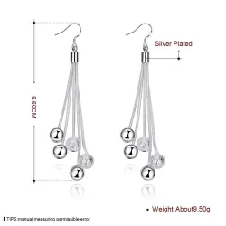 Boucles d'oreilles longues en argent - chaînes avec perles