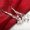 Boucles d'oreilles longues en argent - chaînes avec perles