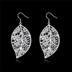 Boucles d'oreilles en argent en forme de feuille