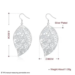 Boucles d'oreilles en argent en forme de feuille