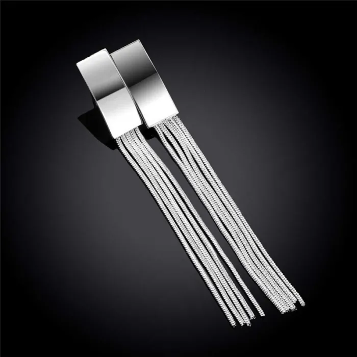 Boucles d'oreilles longues en argent - pompons multicouches