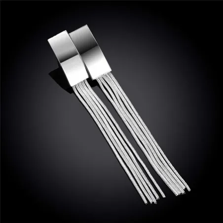 Boucles d'oreilles longues en argent - pompons multicouches