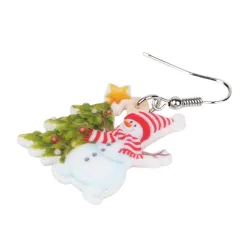 Boucles d'oreilles de Noël - bonhommes de neige en émail / sapin de Noël