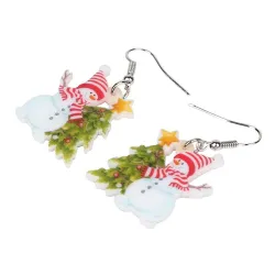 Boucles d'oreilles de Noël - bonhommes de neige en émail / sapin de Noël