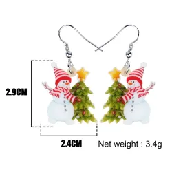 Boucles d'oreilles de Noël - bonhommes de neige en émail / sapin de Noël
