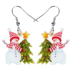 Boucles d'oreilles de Noël - bonhommes de neige en émail / sapin de Noël