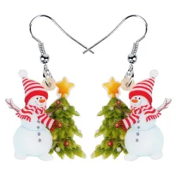 Boucles d'oreilles de Noël - bonhommes de neige en émail / sapin de Noël