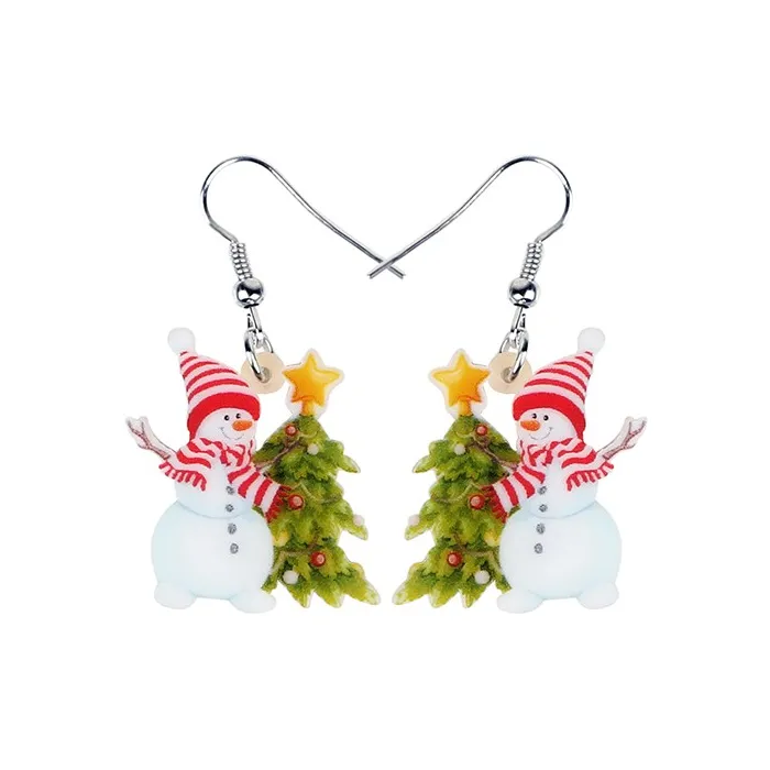 Boucles d'oreilles de Noël - bonhommes de neige en émail / sapin de Noël