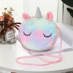 Petit sac bandoulière peluche rond - licorne - ours - grenouille