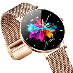 Montre intelligente élégante - ultra fine - 1,36" - AMOLED - écran HD - étanche - bracelet en maille d'acier inoxydable