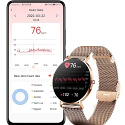 Montre connectée élégante - ultra fine - 1,36" - AMOLED - écran HD - étanche - acier inoxydable - bracelet en nylon