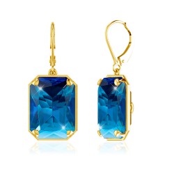 Elegant gold long earrings - with rectangular crystalEarrings