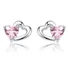 Double coeur / cristaux - boucles d'oreilles argent