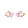 Double coeur / cristaux - boucles d'oreilles argent