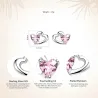 Double coeur / cristaux - boucles d'oreilles argent