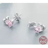 Double coeur / cristaux - boucles d'oreilles argent