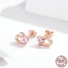 Double heart / crystals - silver earringsEarrings