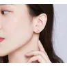 Double heart / crystals - silver earringsEarrings