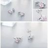 Double heart / crystals - silver earringsEarrings