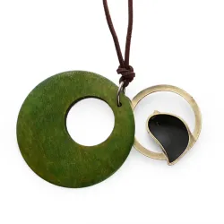 Wooden pendant with bird - rope necklaceNecklaces