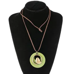 Wooden pendant with bird - rope necklaceNecklaces