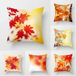 Taie d'oreiller décorative - imprimé feuilles d'érable - 50 cm * 50 cm
