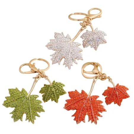 Double feuille d'érable en cristal - porte-clés