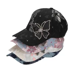 Casquette été - dentelle fleurie / papillon