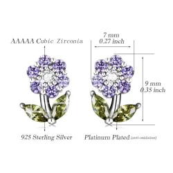 Boucles d'oreilles en forme de fleurs en cristal - argent sterling 925