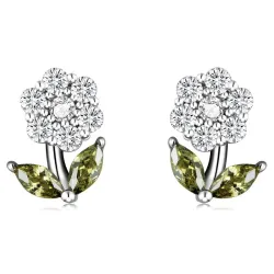 Boucles d'oreilles en forme de fleurs en cristal - argent sterling 925
