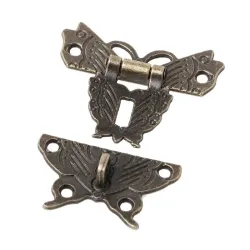 Papillon antique en bronze - moraillon - loquet - serrure de meuble