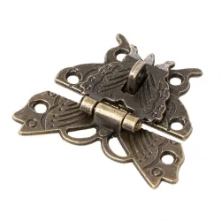 Papillon antique en bronze - moraillon - loquet - serrure de meuble