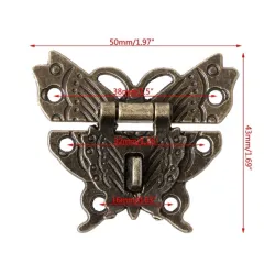 Papillon antique en bronze - moraillon - loquet - serrure de meuble